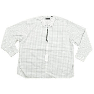 JV Reflex Stretch Men Shirt Size 20 38/39 White Blue Grid Check Long Sleeve NEW